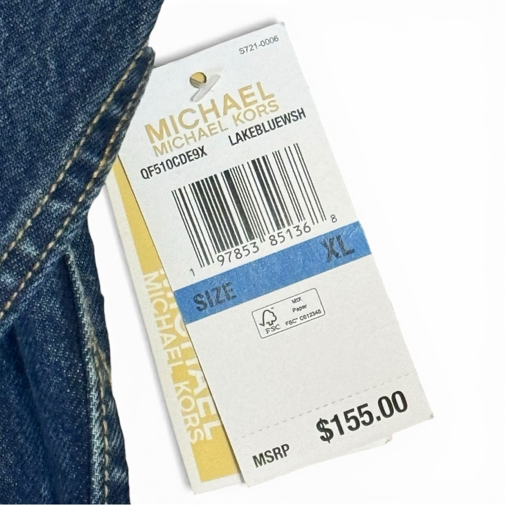 NWT Michael Michael Kors Women’s Denim Jean Jacket Cotton XL Classic Casual - Picture 4 of 7